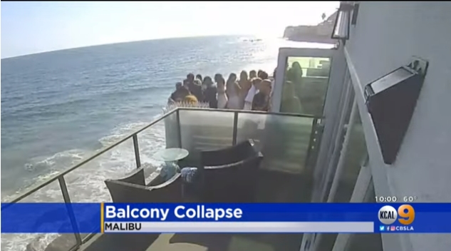 Се сруши балкон на Малибу – 10 луѓе паднаа на карпи (ВИДЕО)