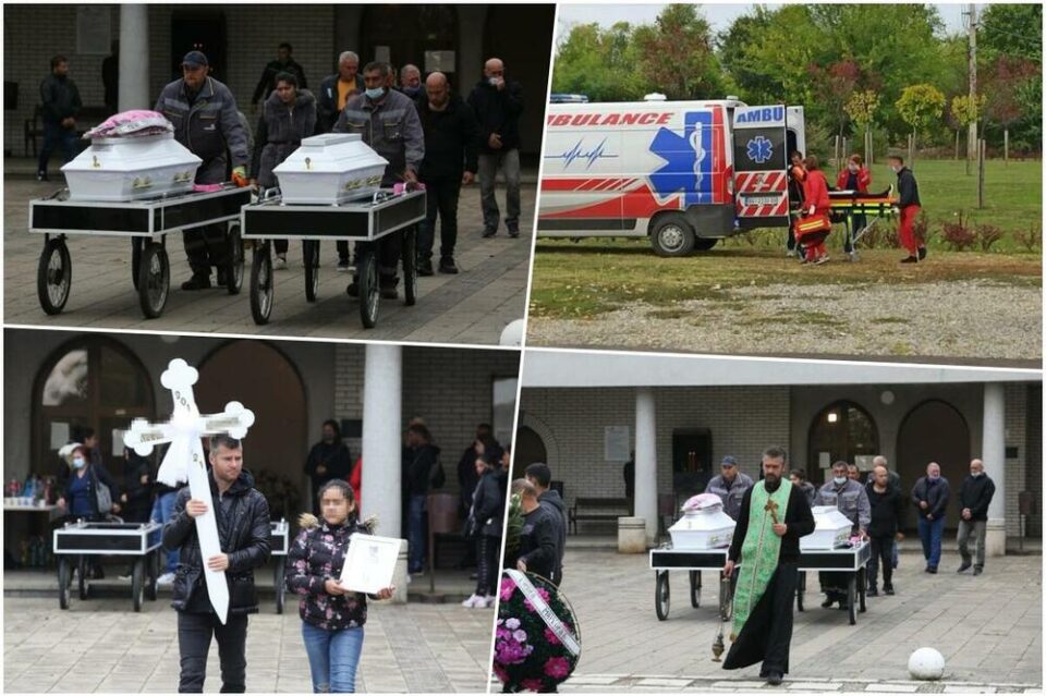 ЛЕЛЕК И ТРАОР: Во бели ковчези погребани девојчињата кои починаа од струен удар, фудбалерот Јован Маркоски го носеше крстот