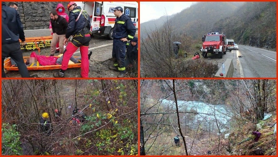 (ФОТО) ТЕШКА НЕСРЕЌА: 34 годишна жена загина, 14 годишниот син и таткото се спасија кога „Опел“ излета во кањонот Морача
