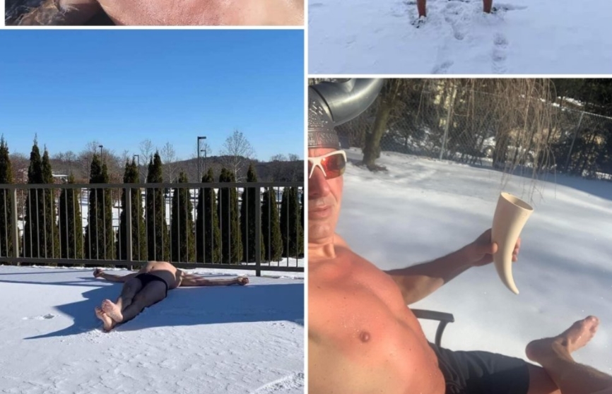ФОТО: Кој е Македонецот кој на минус 17 степени ужива полугол на снегот?