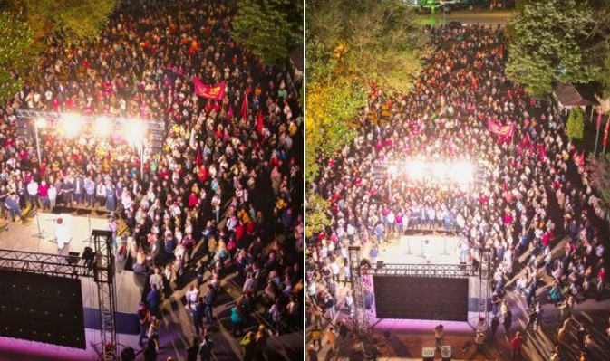 ПРВИ ФОТОГРАФИИ: Масовен митинг на ВМРО-ДПМНЕ со неколку илјади граѓани вечерва во Кисела Вода