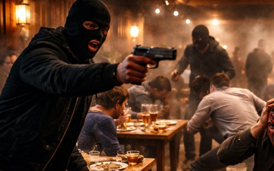 ХАОС ВО ПОЛН РЕСТОРАН ВЕЧЕРВА: Со пиштоли ги бркале гостите – паника и крв во драматичен настан во Крагуевац