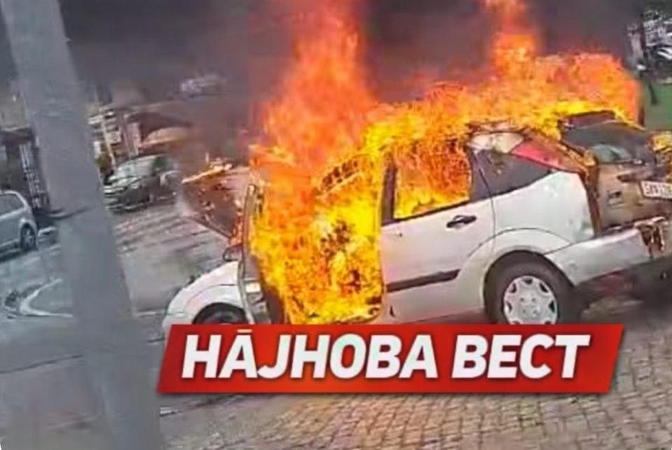 НАЈНОВА ВЕСТ: СТРАВИЧНА СЦЕНА – автомобил гори на кружен тек во Скопје (ФОТО)